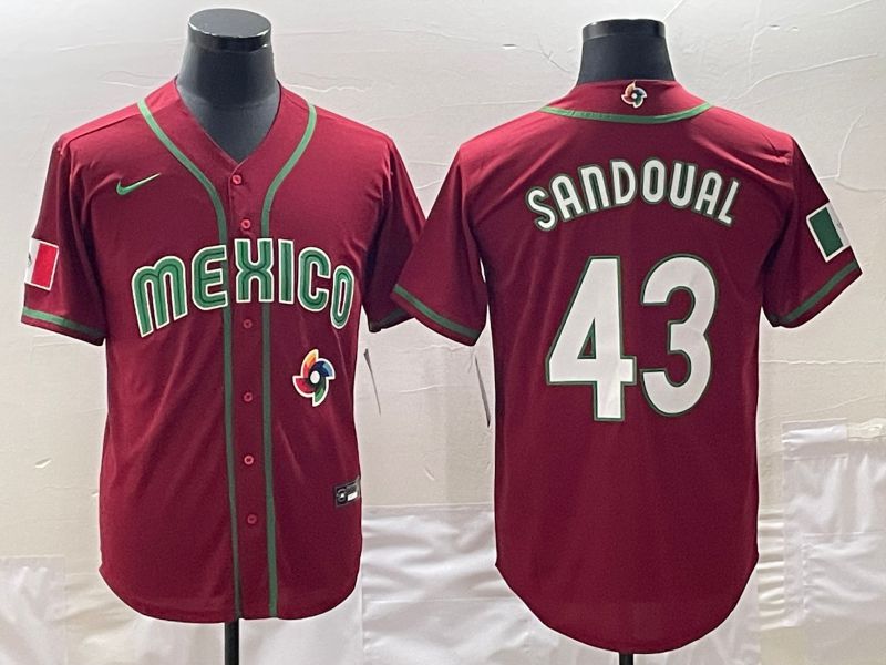 Men 2023 World Cub Mexico #43 Sandoual Red Nike MLB Jersey9
